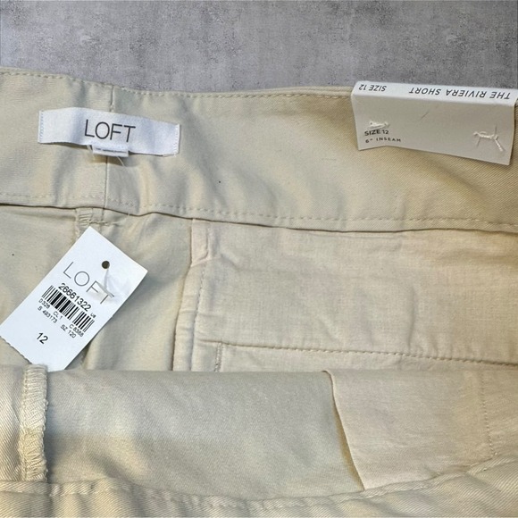 LOFT The Riviera Short Khaki Flat Front Cotton Blend Women's Size 12 - Picture 4 of 8